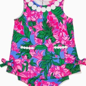 Lilly Pulitzer baby shift dress and bloomers cerise pink safari sunset 3-6 mo